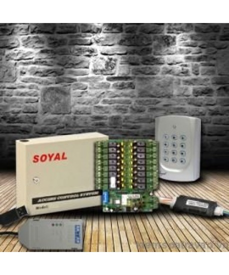 Bộ sản phẩm hệ thống kiểm soát phân tầng thang máy dùng thẻ từ Soyal AR-401RO-16 và AR-721H